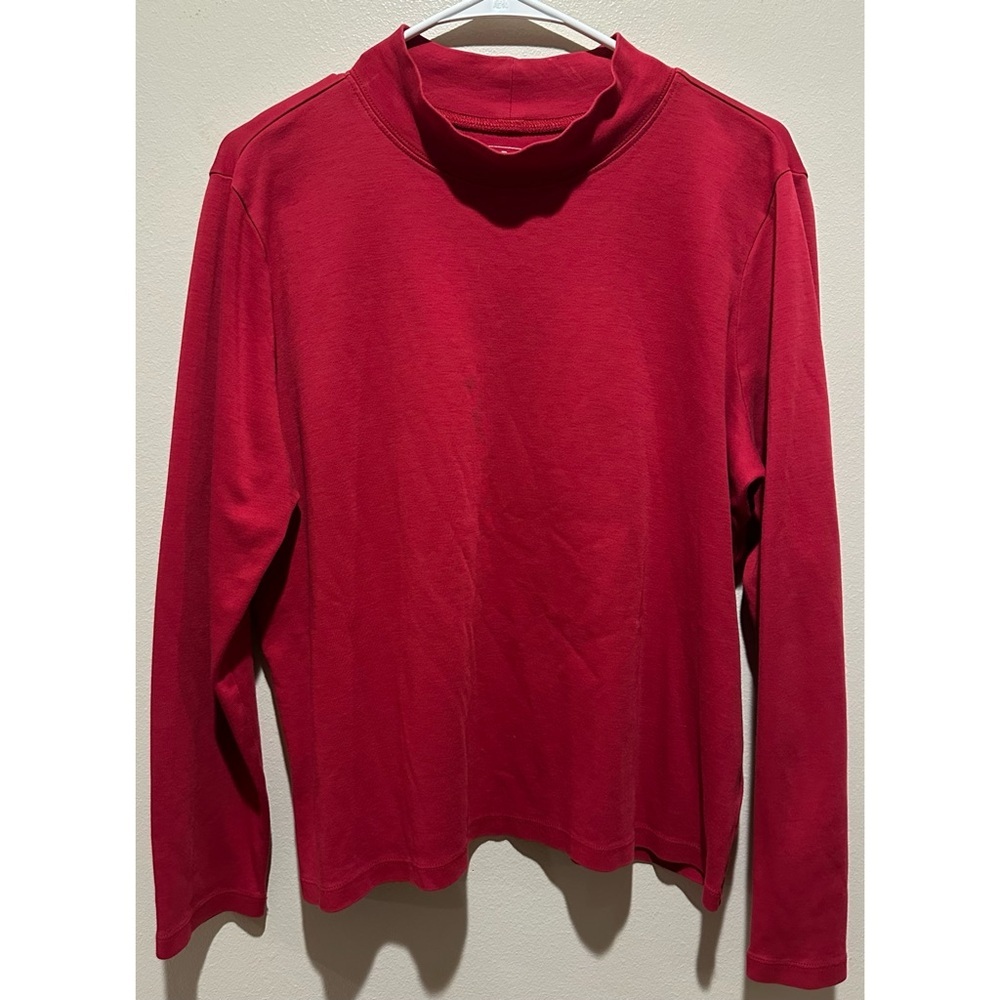 L.L.Bean Women’s‎ Interlock Long Sleeve Mock - Turtleneck Size XL - Red